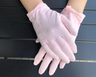 Nylon Gloves One Size Van Raalte Pink Bows Fits Medium Hand Vintage Accessory