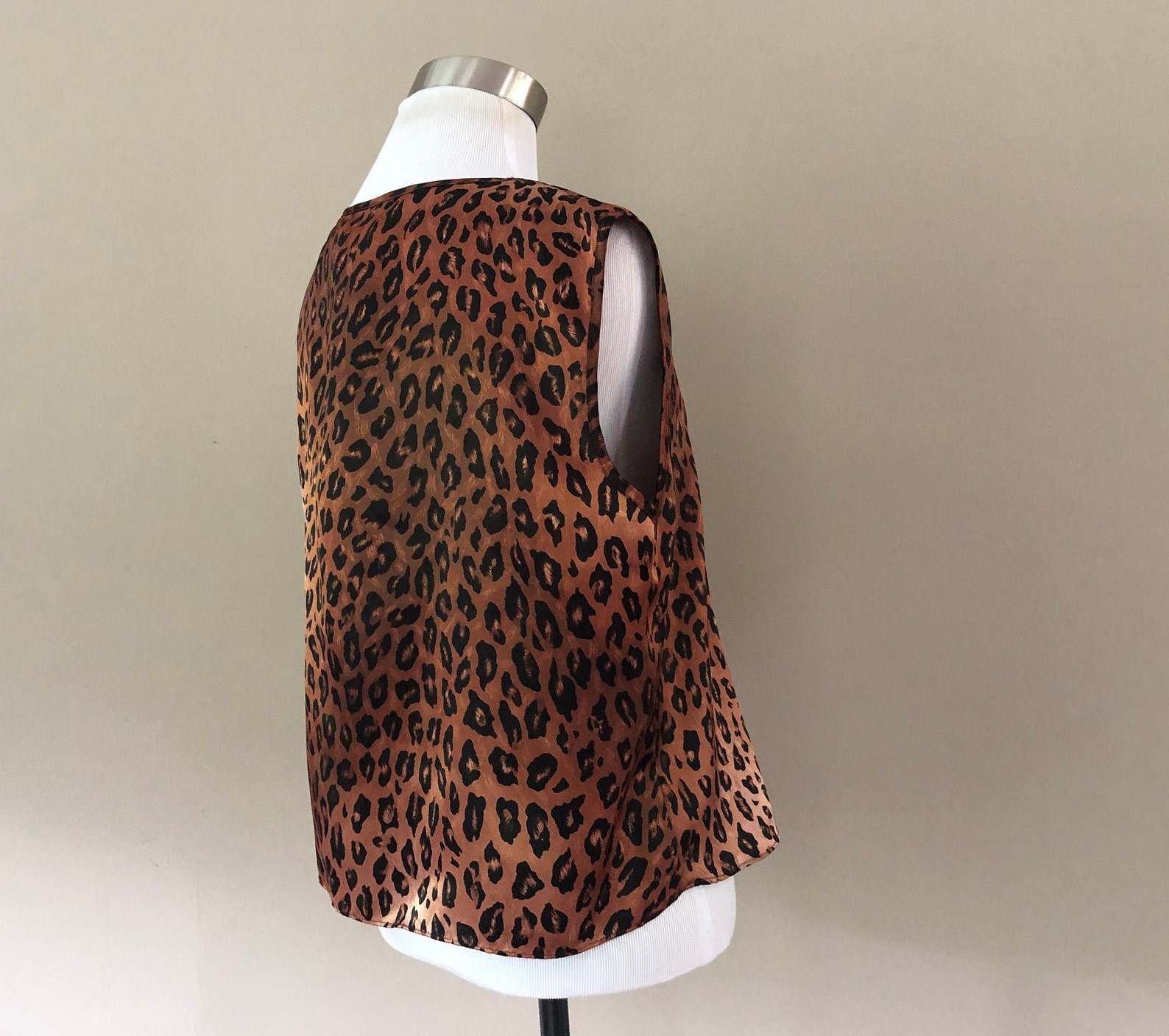 Pyjama Top Medium Kathy Irland Intim Leopard Druck Knopf Front | Etsy