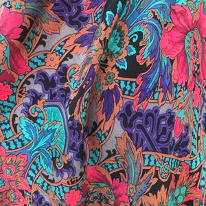 Purple Red Turquoise Black Square SILK Scarf Vintage Accessory
