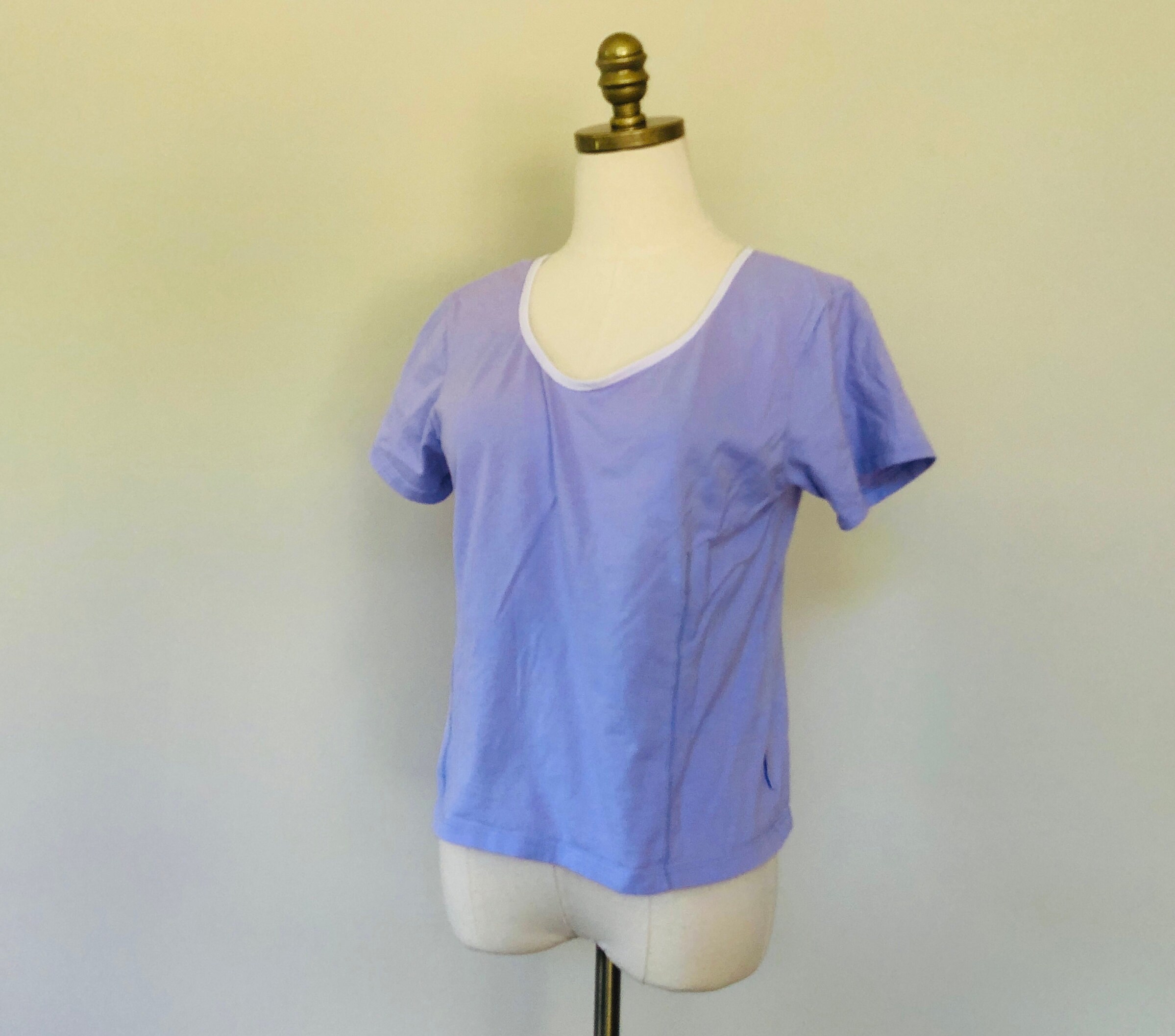 Sleep Shirt Pullover Medium Nautica Purple Short Sleeves Scoop Neck Vintage Sleepwear