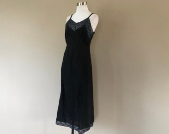 90's 1930's Full Slip 36 Regular Miss Swank Bias Cut Blue Lacy Rayon Lacy Sheer Extender Hem 1940s Era Vintage Lingerie