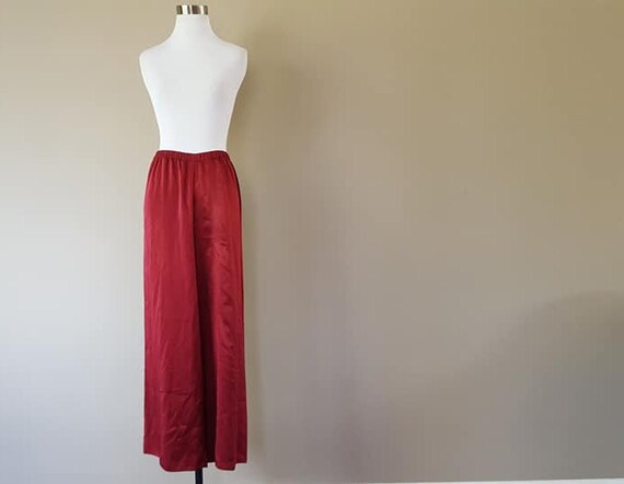 Sleep Pants Small Maroon Cranberry Wine Red Bed B… - image 2