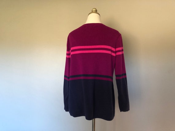 Pullover Sweater Large Charter Club Pink Blue Cot… - image 4