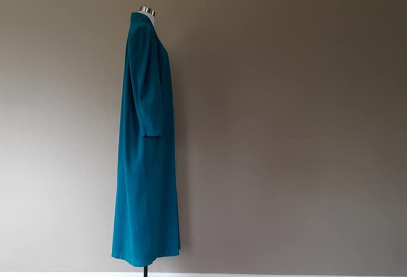 Robe Large Vanity Fair Turquoise Long Fleece Front Zipper Step In PullOver Style Long Sleeves Vintage Lingerie ..