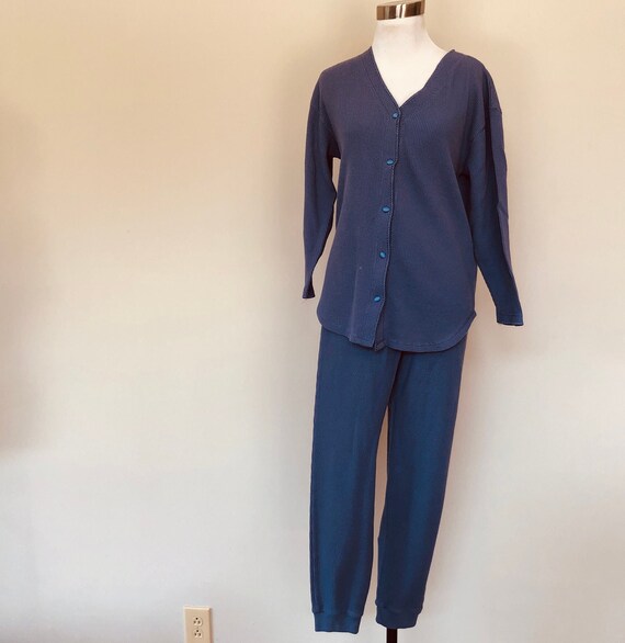 Pajama Set Small Victoria's Secret Blue Cotton Wa… - image 3
