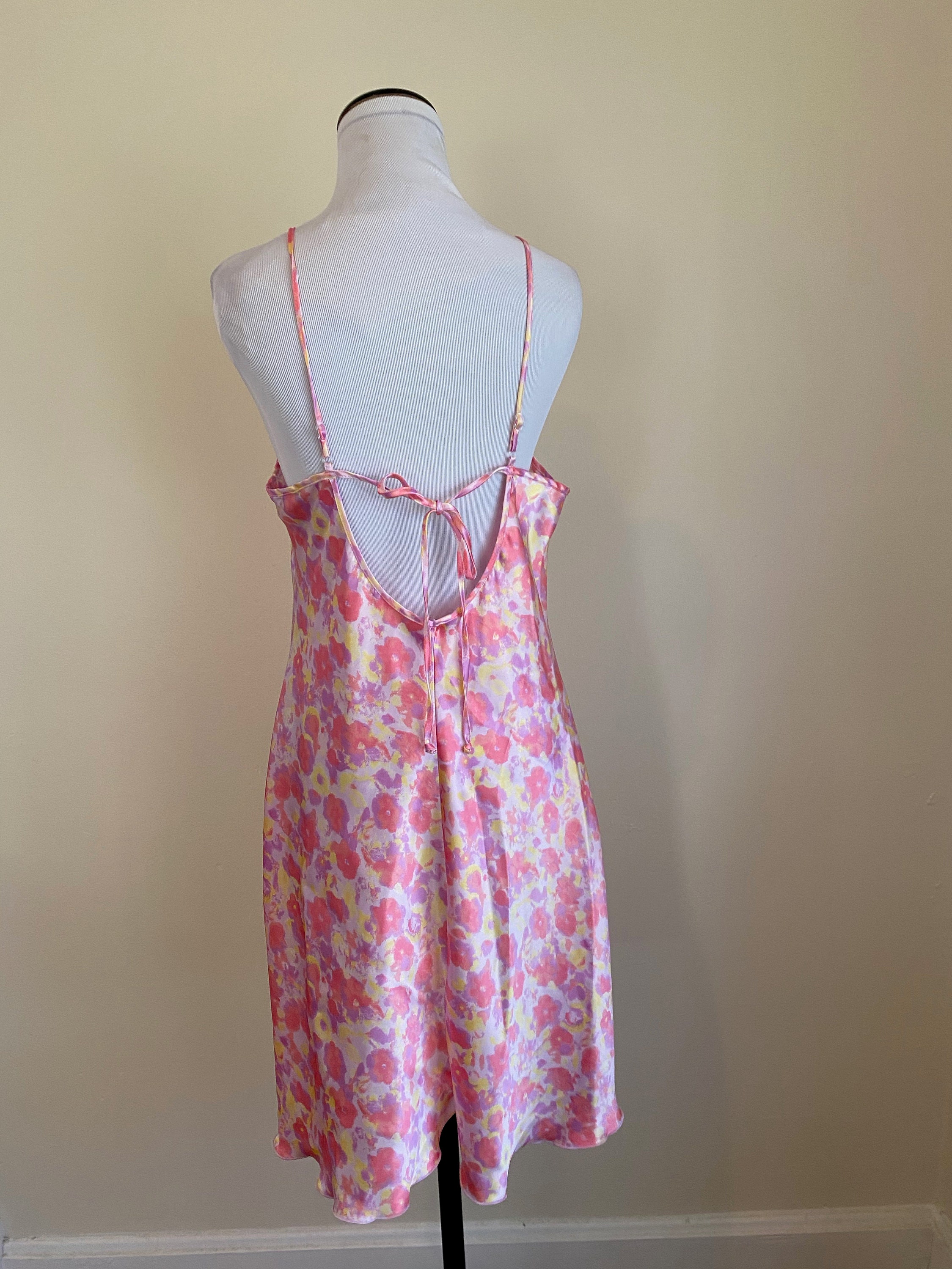 Nightgown Short Floral Pink and Yellow Medium 20 Pit to | Etsy