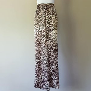 Pajama Pants 2X Chanteuse Woman Wild Cat Leopard Spots Brown Animal Print Print Sleep Bottoms Elastic Waist Vintage Lingerie