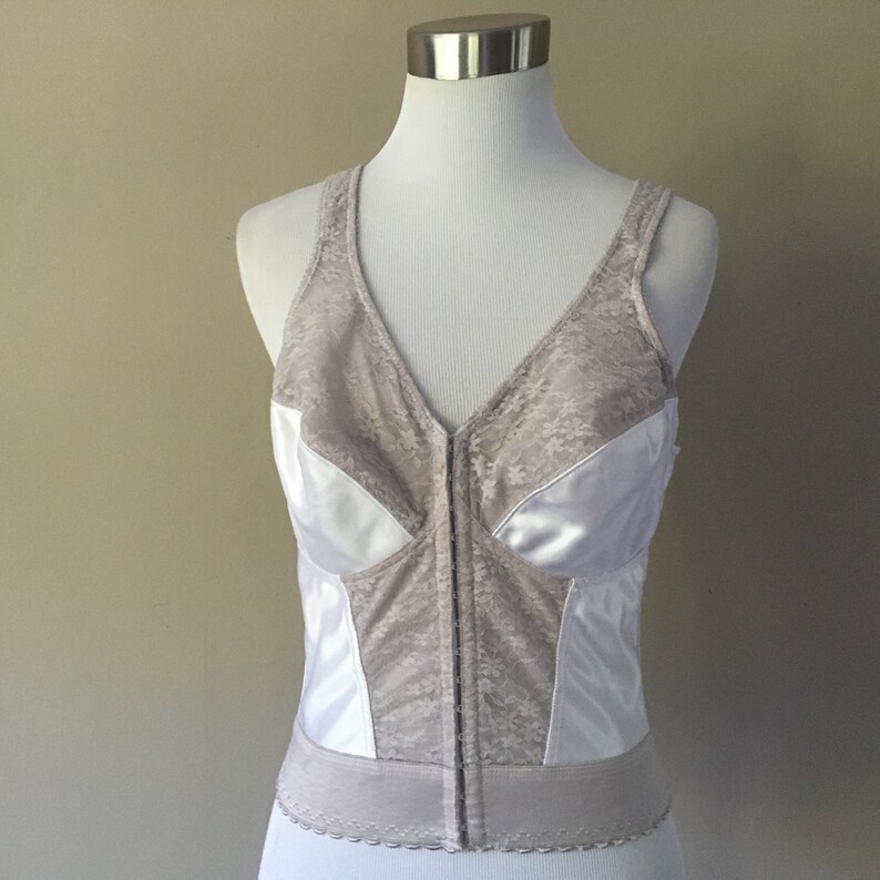 Bra 36C Exquisite Form White Gray Longline Wide Strap Front - Etsy