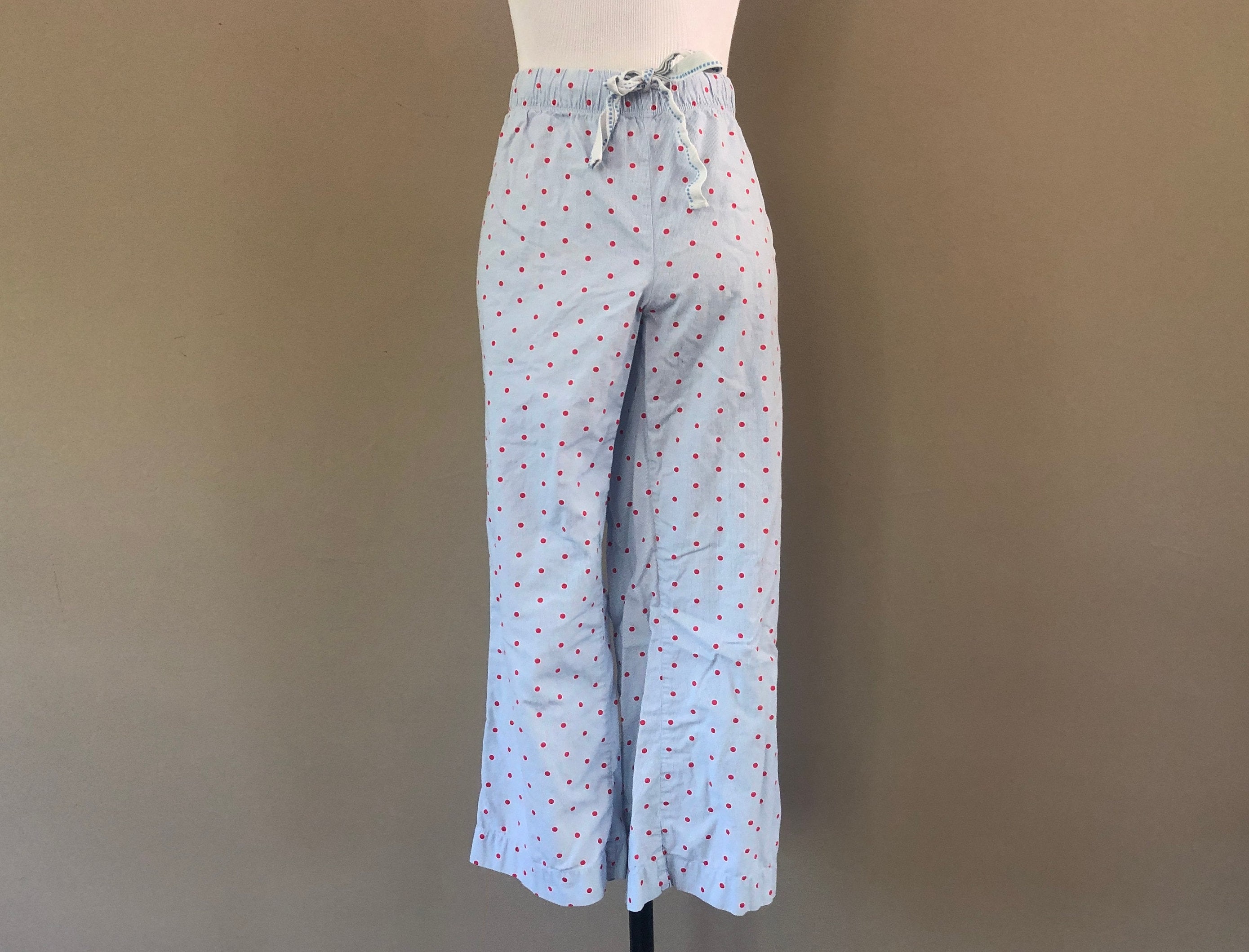 Sleep Pants Large Gap Body Blue With Red Polka Dots Tie Waist - Etsy New  Zealand