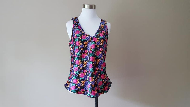 Camisole Purple Multi Color Floral Large