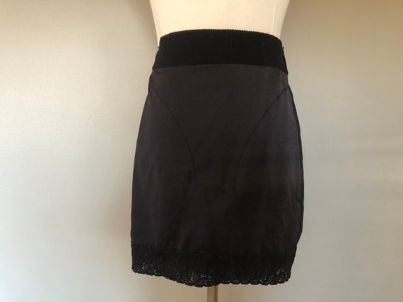 Panty Slip Girdle Large Hanes Black Satin Lacy He… - image 1