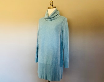 Pullover Extra Large Adrienne Vittadini Long Turquoise  Cowl Neck Long Sleeves Vintage Apparel