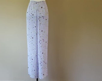 Calças de pijama médias roxas com bolinhas para dormir, sexy, transparente, roupa de dormir, lingerie vintage