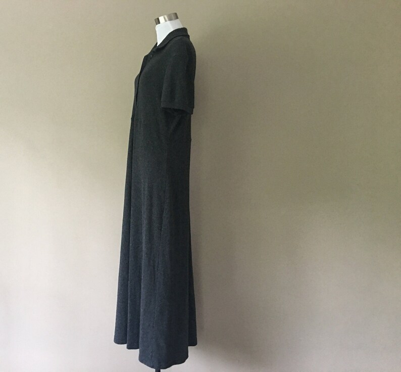 Shirt Dress Small Ronni Nicole Charcoal Gray Made In USA Button Front Acrylic Vintage Apparel ..