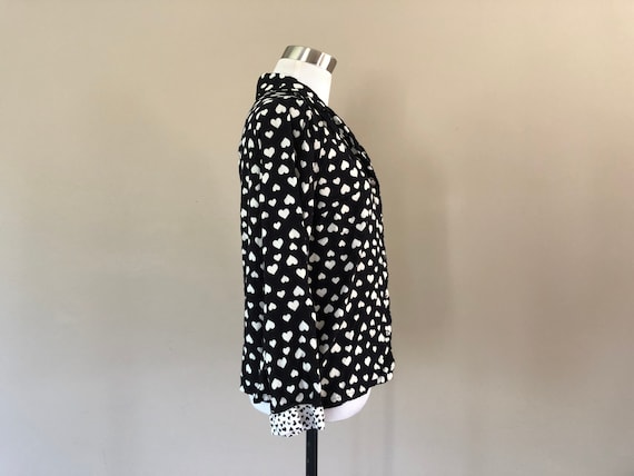 Sleep Shirt Medium Black White Hearts Print  Butt… - image 5
