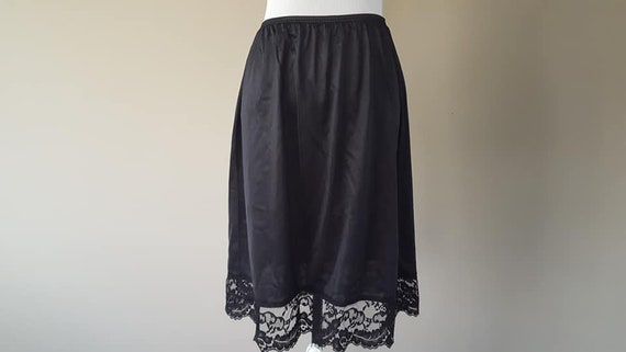 Half Slip Large Vassarette 28 Inches Long Black Nylon Lace