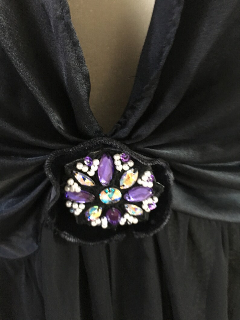 Satin Black Sheer Rhinestones Small Victoria/'s Secret Nightgown