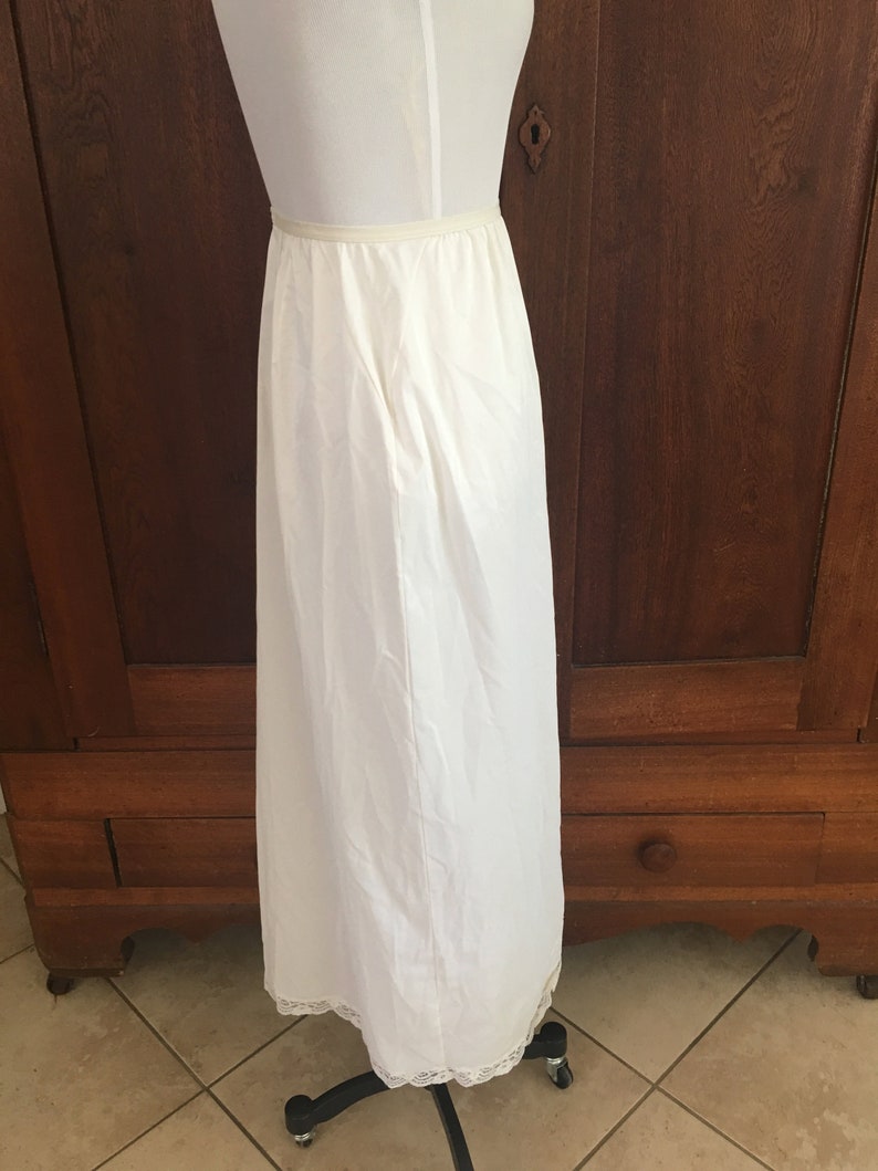 Vintage Medium 38 Inch Long White Half Slip Shadowline Nylon Antron III... image 3