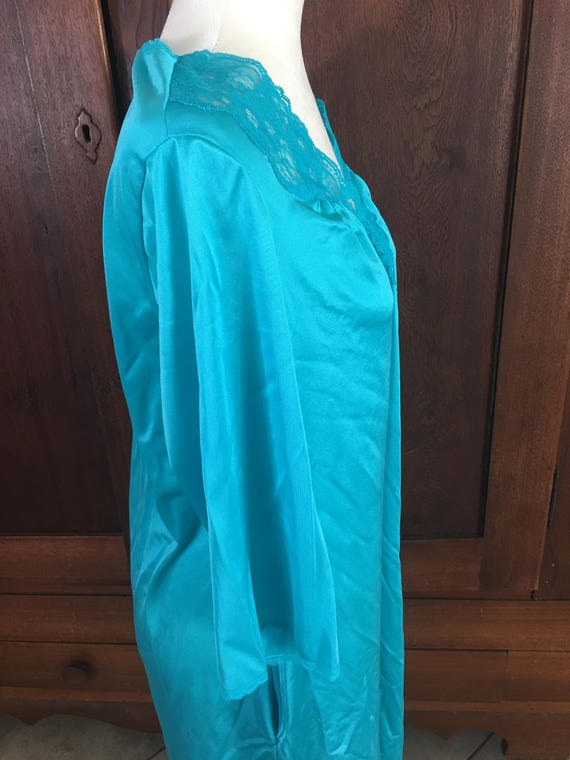 M / Vanity Fair Robe Vintage / Aqua Blue /Short /… - image 4