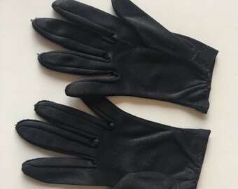 Gloves Black 7.75 Inches Long Stretchy Small  Vintage Accessories