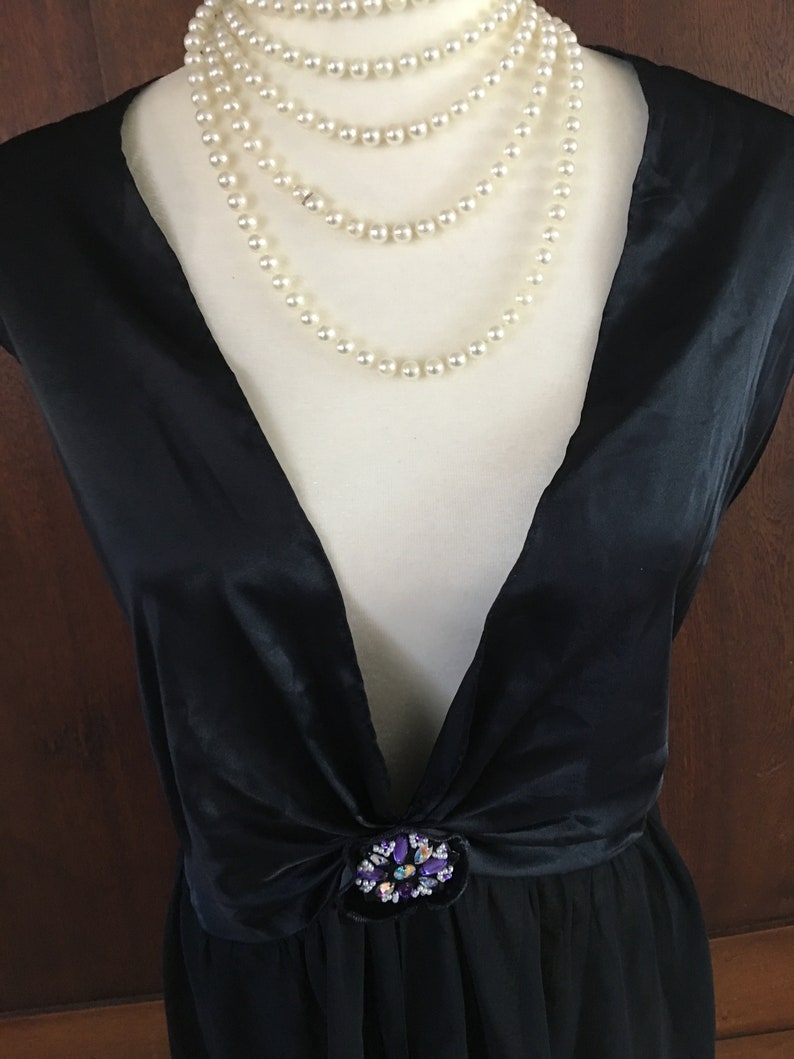 Satin Black Sheer Rhinestones Small Victoria/'s Secret Nightgown