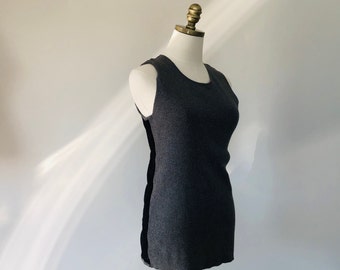 Pullover Large Ann Taylor Sleeveless Gray Black Lace On Back Vintage Clothing