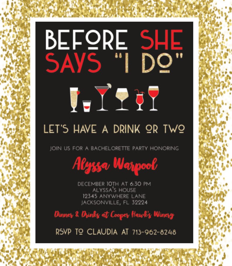 Bachelorette Invitation-Before She Says I Do image 0