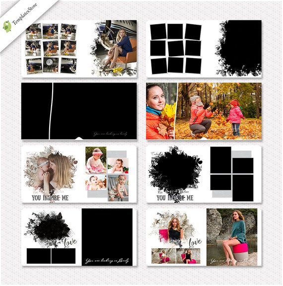 12X12 10 Spread 20 Page, 12x12 Photo Book Album Template, Photoshop  Templates, Photo Collage, for Photographers, Digital Album, PSD Album 