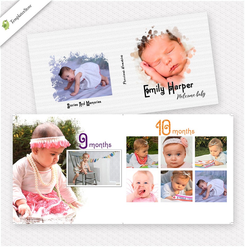 Baby First Year Photobook Template 12X12 7 Spread (Download Now) Etsy