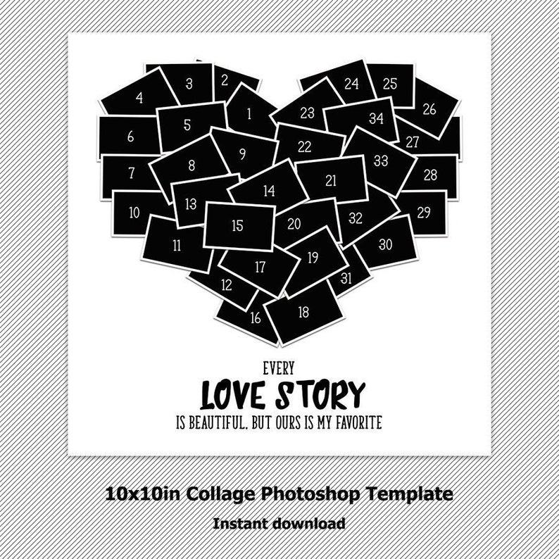 Heart Collage Template storyboard psd Etsy