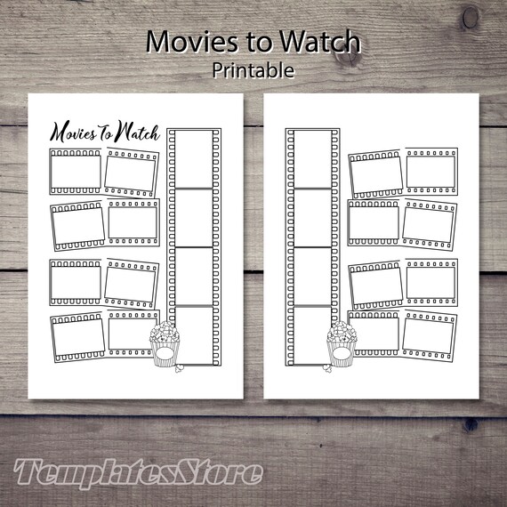 Movies to Watch PRINTABLE Films Planner A5 Planner Inserts | Etsy