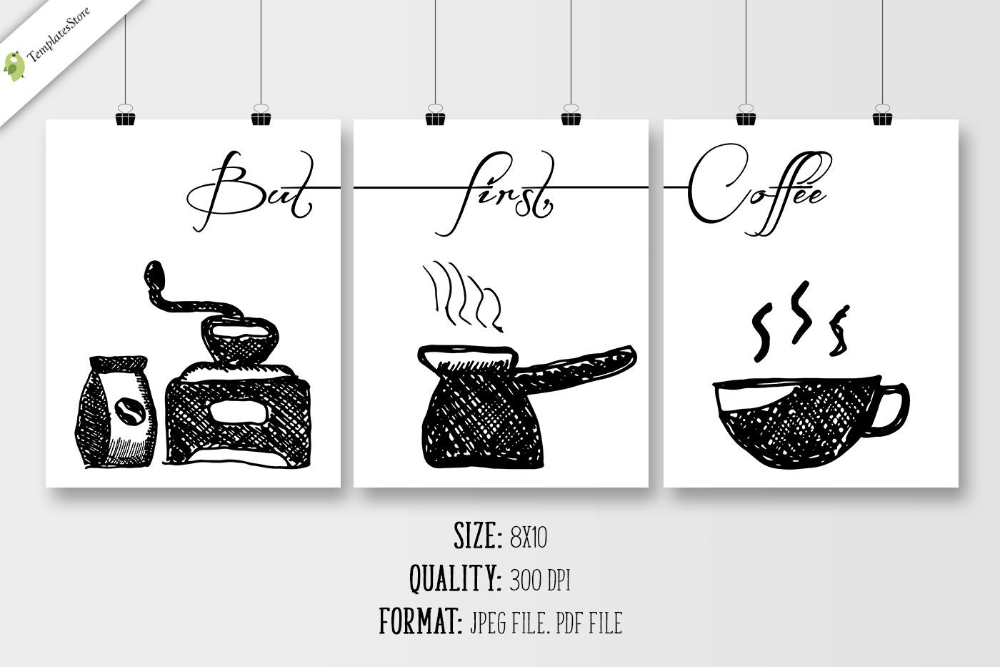Kitchen Decor Printable Wall Art Set of 3 8x10 Prints, Printable Wall ...