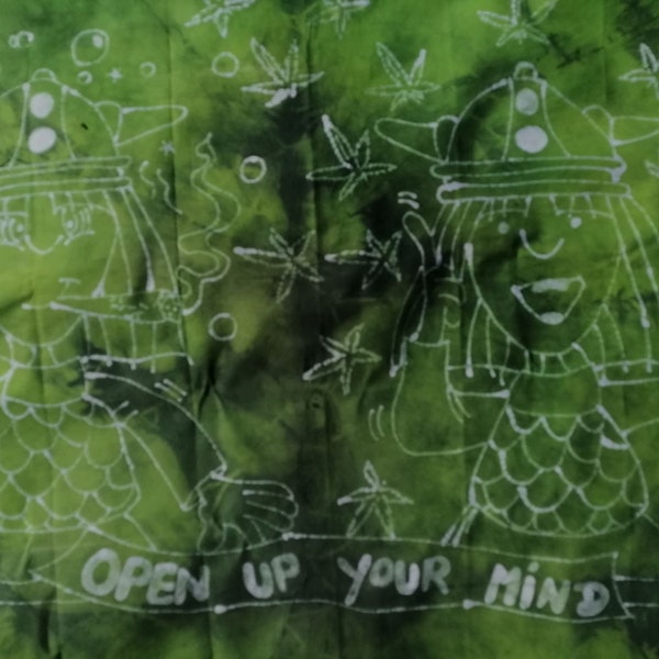 Batik WICKIE opens up his mind PRO cannabis wax batik mural batiktapestry