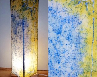 Sun in the sky batik lamp hand dyed waxbatic textile art table lamp