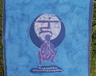 Malasana Deep Squat Yoga Batik Wall Cloth Hand Dyed Waxbatik Textile Art Asana Art