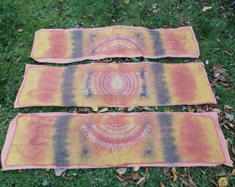 Energy Mandala de cera de tres piezas batik toalla de pared teñido a mano batik arte textil