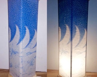 Waves batik lamp hand dyed waxbatictextile art table lamp Waves and Dots
