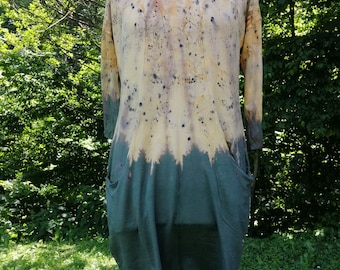 Reversedye & ecoprint dress with pockets