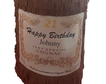 Cognac Pinata 3D. 23in tall. Medium size. Custom pinata. Party Decorations.