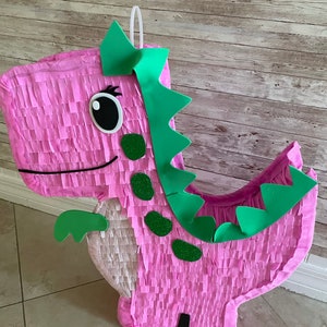 Pink Dinosaur Pinata. Girl. Party Decorations Supplies stick not included image 3