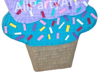 Ice Cream Cone Pinata. 23” tall Custom color. Party Decorations and Supplies