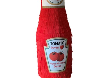 Tomato bottle Pinata customized. Party Decorations.