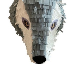 Wolf head pinata 3D. Medium Size. Party Decorations Supply. (stick not included)