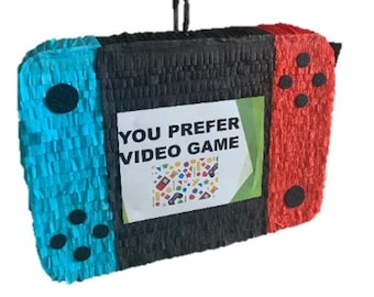 Video Game Console Pinata. Blue and Red. Custom your prefer game. Birthday gamer parties. Party Decoration Supplies. (stick not included)