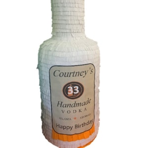 Bottle Vodka Pinata 3D. 28in tall. customized. Party Decorations Supplies. (stick not included)