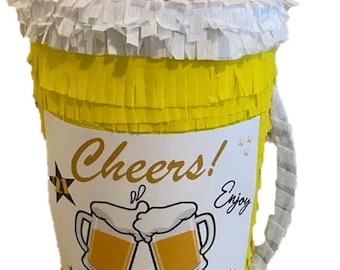 Beer Mug Pinata. custom. 17” tall (medium size) Party Decorations supplies. (stick not included)