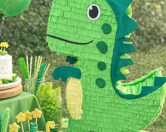 Green Dinosaur Piñata – Dino Birthday Party Decor, Kids Dinosaur Theme Party, Green Dino Piñata, Jungle Party Decoration (Piñata only)