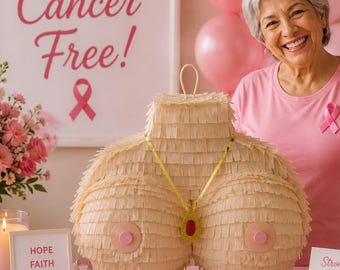 Breast Cancer Survivor Piñata, Cancer Free Party Decorations, Breast Cancer Awareness Decorations, Pink Ribbon Party, Party Bundle Available