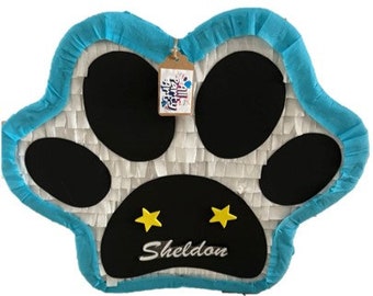 Paw Print Pinata. Custom Name. Pet Party Decoration Supplies. (stick not included)