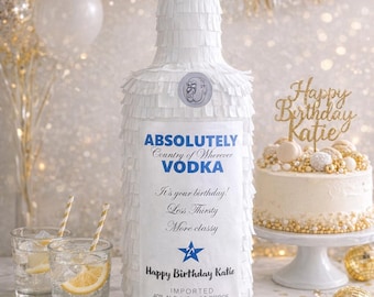 Vodka Bottle Piñata – Elegant Birthday Decor, Adult Party Piñata, Custom Bottle Piñata, Classy Celebration Decoration (Piñata only)